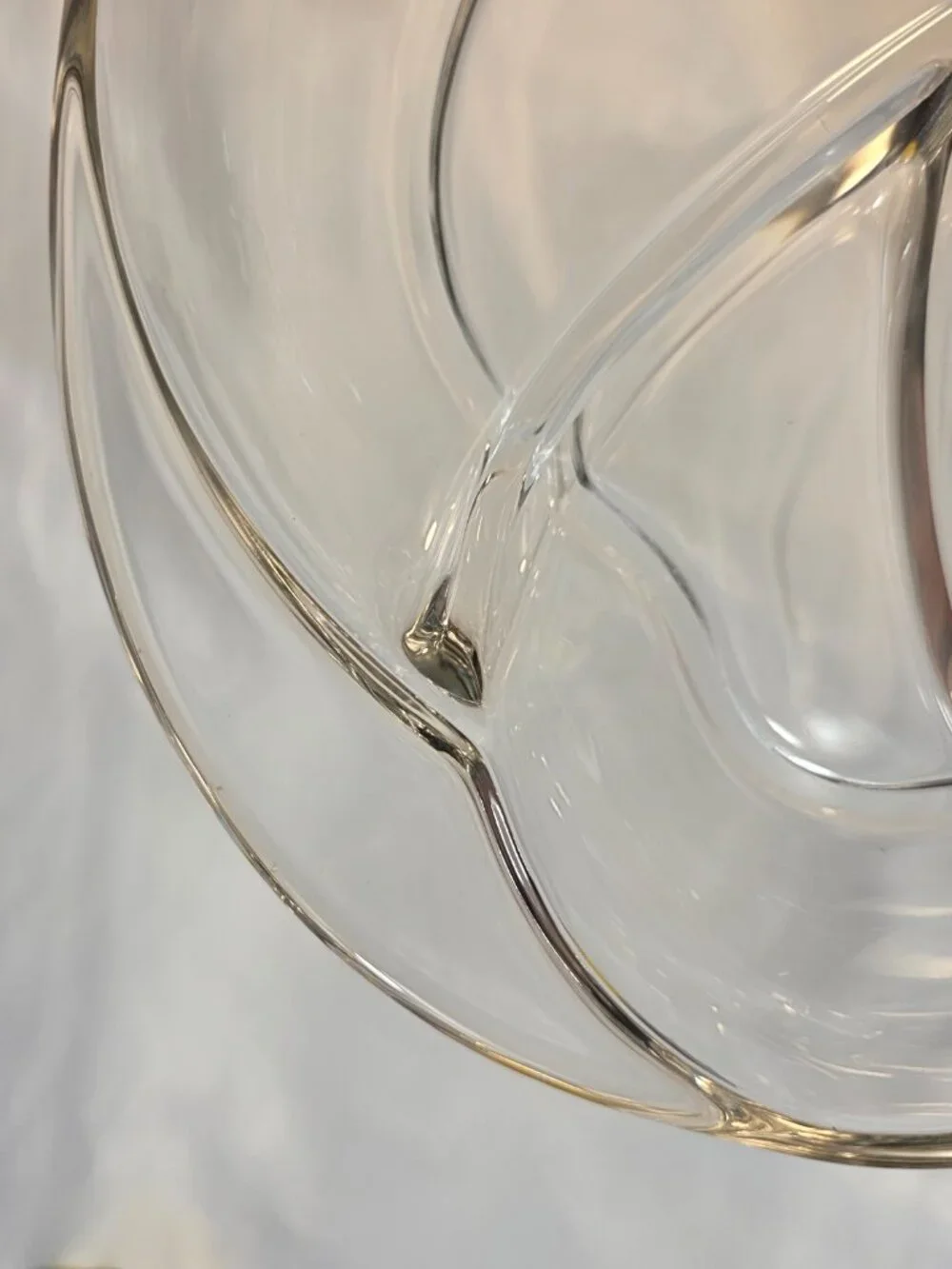 Vintage MCM Kidney Shaped Divided 3-Part Clear Serving Bowl